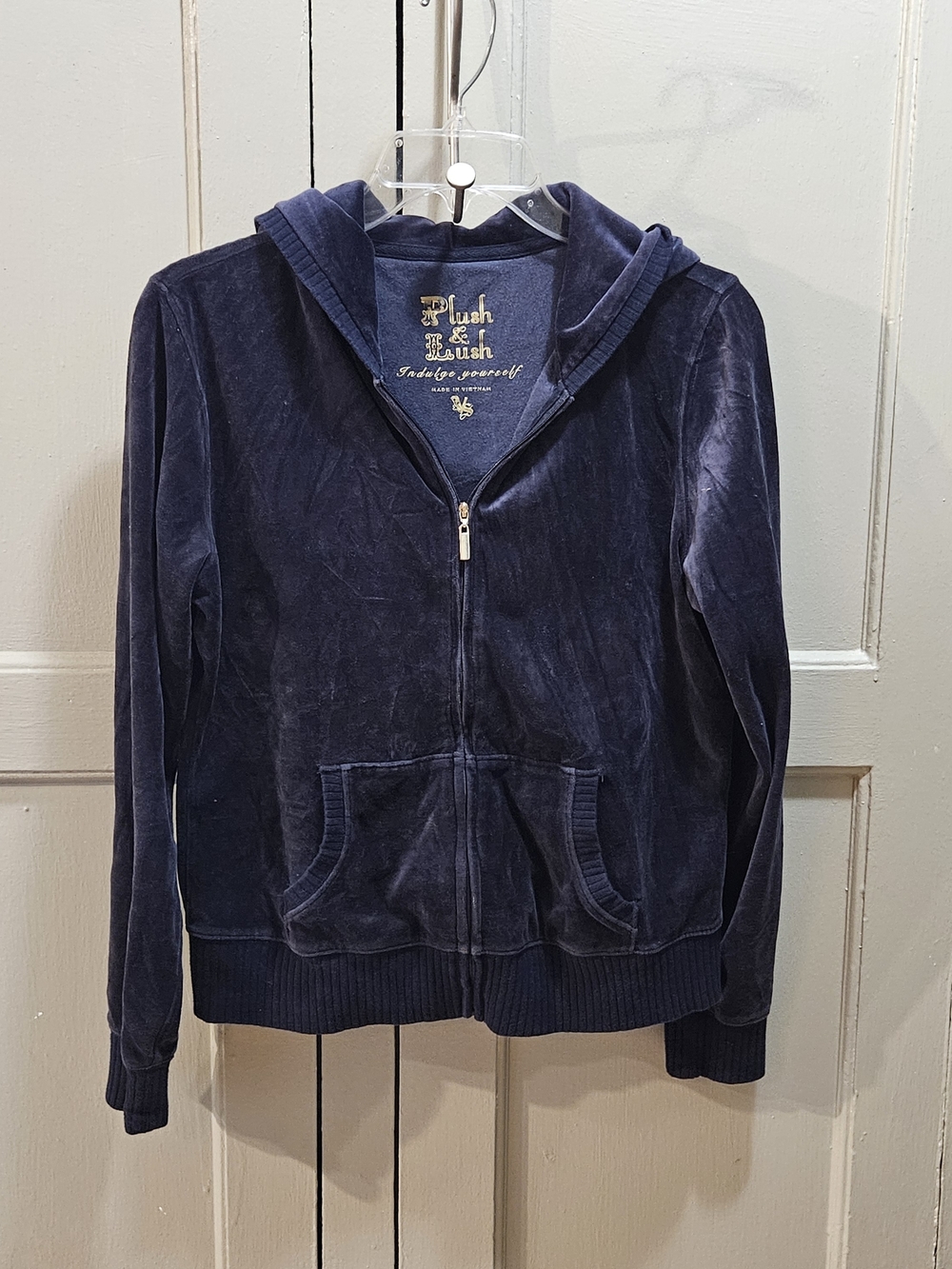Victoria's Secret Navy Velour Zip Hoodie - Jrs Sz XL